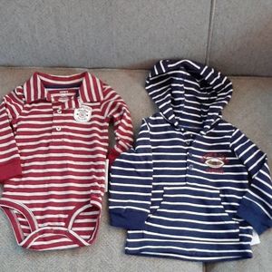 NWT 2 Carter's Boys Tops: Onsie & Shirt 12 Mo